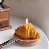Croissant-Shaped Scented Candle - Milk Vanilla Bakery Candle for Home Decor, Wedding Props & Photo Styling, 80G Soy Wax Handmade Gift,Adorable Fake Food Decor