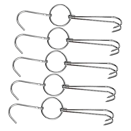 OKUMEYR 5pièces Crochets Inox Double Pour Viande Et Volaille Lot De Acier Inoxydable Pour Barbecue Fumoir Suspension De Bacon Et Rôti
