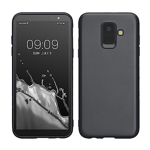 kwmobile Case Compatible with Samsung Galaxy A6 (2018) Case - Soft Slim Metallic TPU Silicone Cover - Metallic Grey