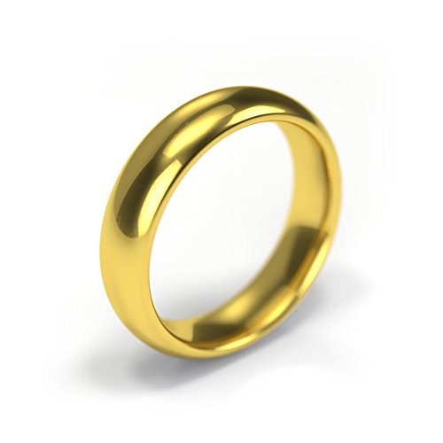 Precious Direct - Fede nuziale comoda con fascia da 5 mm, in oro giallo 18K, unisex e di prima qualità, realizzata a mano nel Regno Unito e oro giallo, 57 (18.1), cod. 5C18570P