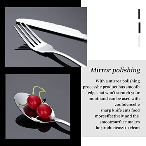 Flatware Set 10-pcs Mess kit Stainless Steel Portable Outdoor Cutlery Travel Camping Steak Knife Fork Spoon Cloth Bag Cutlery Set(Silver) - Image 4