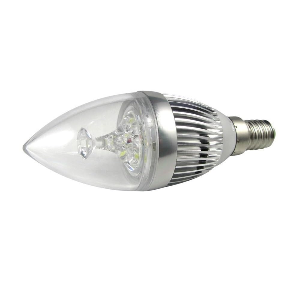 RZL Illuminazione, Confezione da 50 lampadine a candela a LED AC110v-240v 3W E14 senza fiamma bianco caldo/bianco freddo(Cold White,Silver)