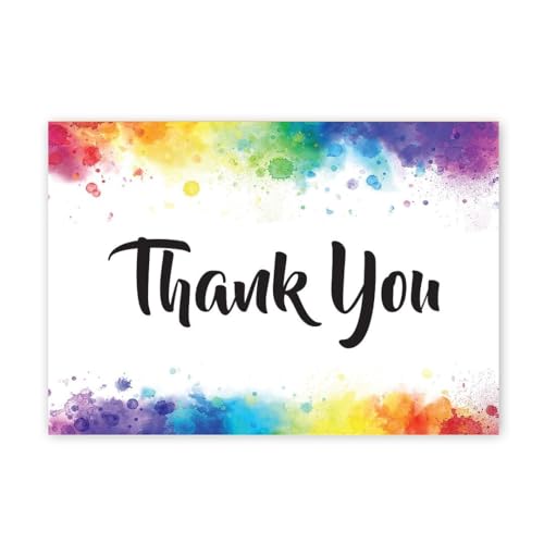 Cartes de remerciement 12,4x8,6 cm Rainbow Burst lot de 24 pour écriture fluide
