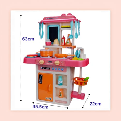 Image of Premium Big Kitchen Set for Girls Ages 2 to 10 | KIitchen Toys Set with Steam, Light, Sound, and Sink | Fun Pretend Play Toys for Toddlers to Explore Cooking and Real Kitchen Play Safely