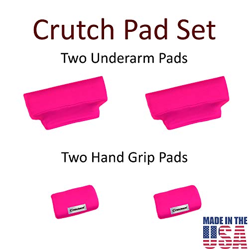 Crutcheze Premium Usa Made Crutch Pad And Hand Grip Covers | Comfortable Underarm Padding Washable Breathable Moisture Wicking Orthopedic Products Accessories (Hot Pink) #TOP3
