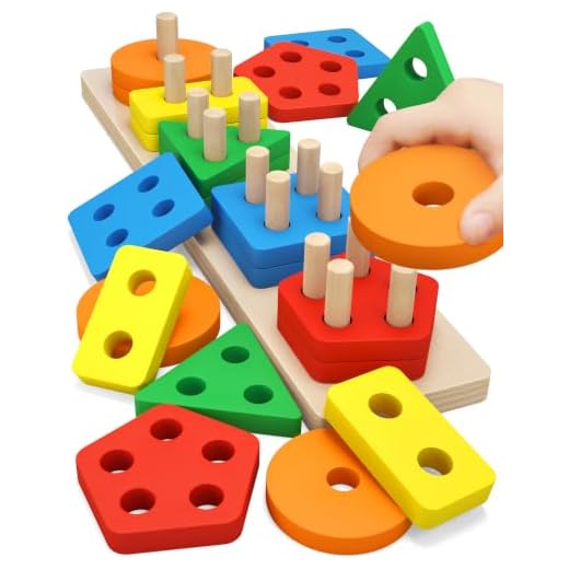 Montessori Toys for 1 to 3-Year-Old Boys Girls Toddlers, Wooden Sorting & Stacking Toys for Toddlers and Kids Preschool, Educational Toys, Color Recognition Stacker Shape Sorter, Learning Puzzles Gift
