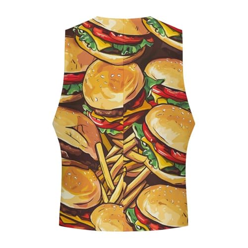 Hamburgers French Fries Novelty Men's Suit Vest Casual Formal Dress Vests Business Waistcoat4