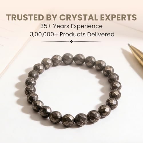 Image of Plus Value Original Pyrite Bracelet for Men and Women Money Magnet Crystal for Abundance, Wealth, Prosperity Natural Healing Stone (Beads 8mm)