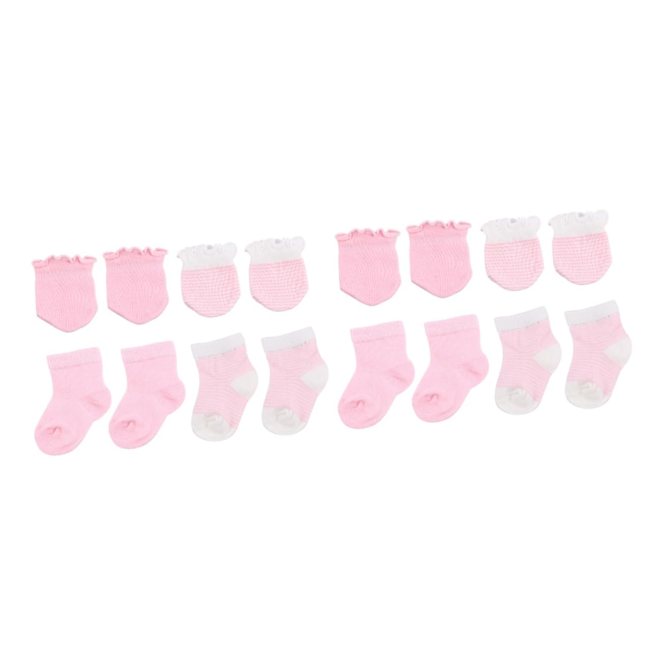 SAFIGLE 2sets Adorable Newborn Baby Gloves Mittens Socks Cotton Spandex One Size Fun Design Newborn Socks for Cool Weather 4pairs*2