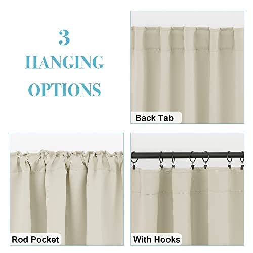 Image of RYB HOME Small Window Curtains Blackout, Privacy Thermal Insulating Drapes for Bedroom Bathroom Basement Cafe Classroom Window Decor, W 34 x L 45 inches, Beige, 2 Panels