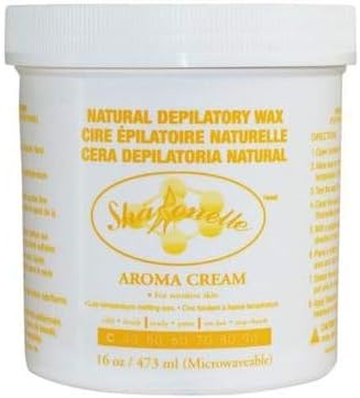 Sharonelle Microwave Natural Depilatory Wax,16 Oz./ 473 ml Pot - for Sensitive Skin, Home Waxing, Stripless Microwaveable Hot Hair Removal Wax Men Body, Face, Eyebrow, Nose, Ear, Upper Lip, Legs, Underarms, Arm (Aroma Cream)