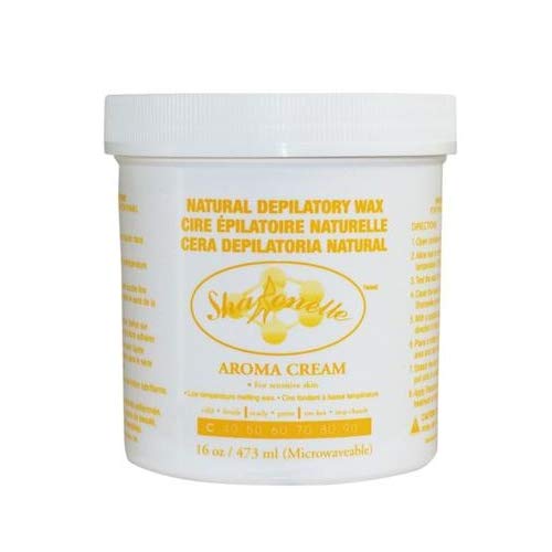 Sharonelle - Sharonelle Microwave Natural Depilatory Wax,16 Oz./ 473 ml Pot - for Sensitive Skin, Home Waxing, Stripless Microwaveable Hot Hair Removal Wax Men Body, Face, Eyebrow, Nose, Ear, Upper Lip, Legs, Underarms, Arm (Aroma Cream)