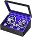 ANWBROAD Watch Winder for Automatic Watches 4 Rotating Modes USB 4 Watch Rotator and 6 Extra Storages with Super Quiet Motor and LED Backlight Watch Turner Carbon Fiber Watch Shaker JWW002F