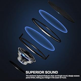 61 Key Portable Electronic Keyboard Piano w/Lighted Full Size Keys, LCD, Headphones, X-Stand, Stool, Music Rest, Microphone, Note Stickers, Built-In Speakers,3 Teaching Modes