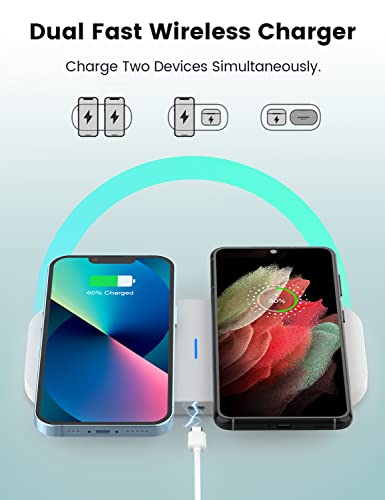 Image of Wireless Charging Pad, Certified Dual Wireless Charger for iPhones 15 /14 /13 /12 /11 Series, Samsung Galaxy Phone, Air Pods and Other Enabled Devices 