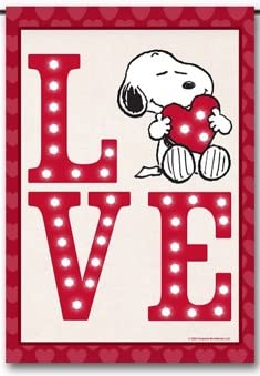 BACKYARD GLORYPeanuts Snoopy Love Valentine Garden Flag, 12.5 x 18 inches, Officially Licensed Peanuts Product