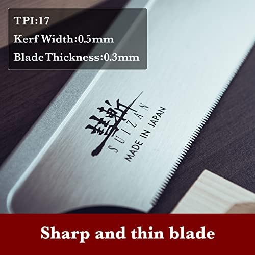SUIZAN Japanese Dozuki Dovetail Hand Saw 240mm Pull Saw Tenon Saw Ultra-fine Crosscut Saw for Cross-Cut, Rip-Cut, Slant Cutting (Japanese Dozuki Saw)