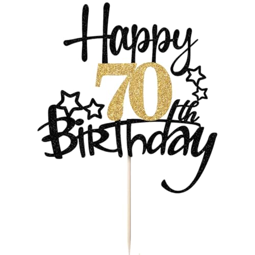 70 Geburtstag Tortendeko,Happy 70 Birthday Cake Topper 70th Kuchen Topper Glitzer Kuchendeko 70 Jahre Cupcake Toppers Tortendeko 70 Geburtstag Mann Frau