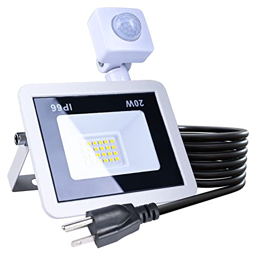 Miwat 20W Plug In Led Motion Sensor Flood Light, Pir Induction Lamp, Dusk To Dawn Outdoor Auto On/Off, 6500K Security Spot Daylight, Ip66 Rainproof Work Light For Garage Yard Patio Porch Doorway Wall thumb #6