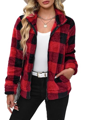 BesserBay Winter Damen Taschen Reißverschluss Warm Fleece Jacke Weich...