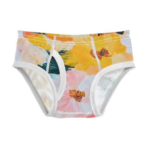 KLL Flowers Leaves White Pink Yellow Toddler Boys Cotton Athletic Underwear Cute Children Panties