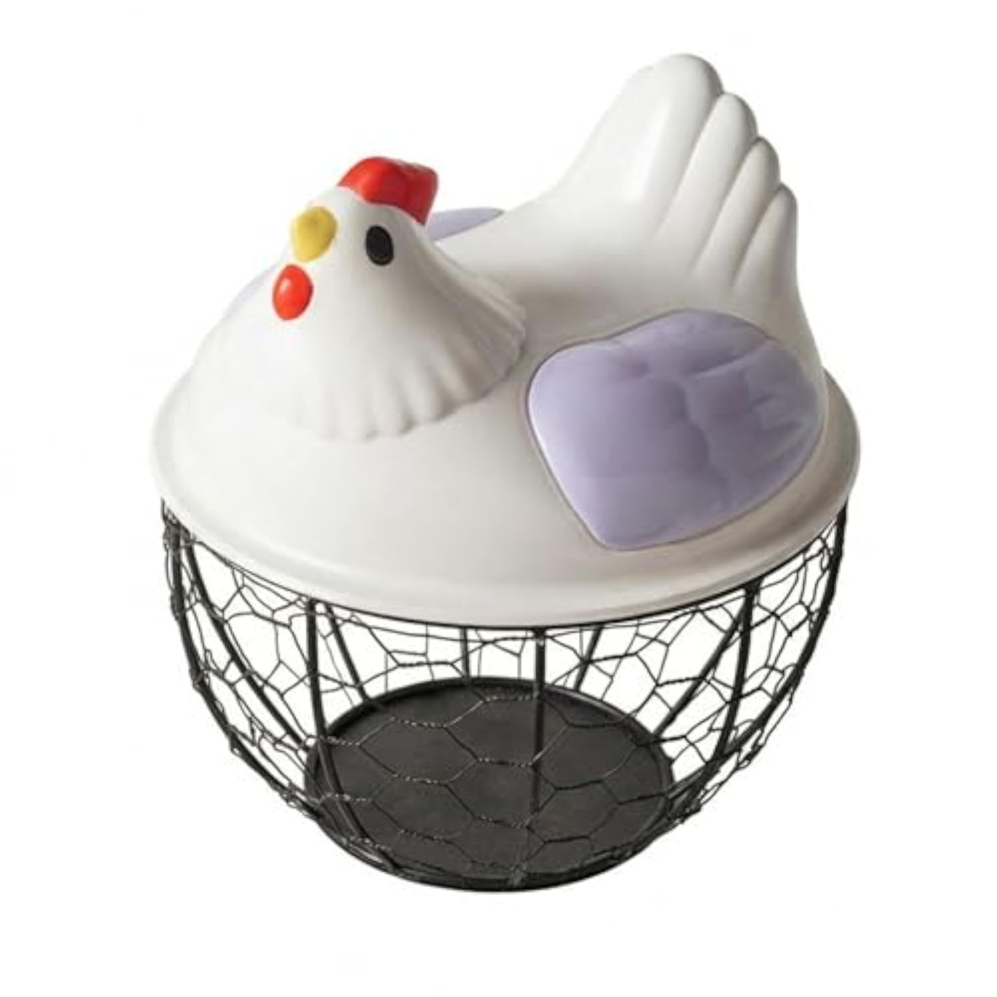 Large Capacity Egg Storage Basket with Lid, Purple