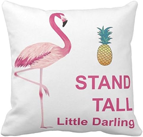 Kissenday 18X18 Inch Stand Tall Little Darling Watercolor Flamingo Quote Cotton Polyester Decorative Home Decor Sofa Couch Desk Chair Bedroom Car Birthday Gift Cute Saying Square Throw Pillow Case