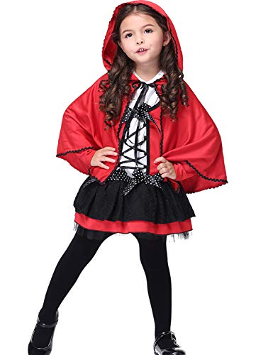 XINSH Disfraz de Halloween Caperucita Roja Cosplay Carnaval Fiesta de Navidad con Capa