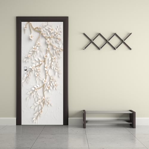 Papier peint art décor 93x205cm vinyle trompe l'oeil fleur premium - 4