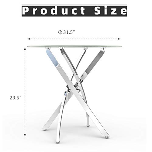 Alohappy Modern Dining Table For 2 Or 4, Small Kitchen Dining Room Table With Clear Tempered Glass Top & Stainless Steel Frame, Coffee Table For Living Room #TOP2