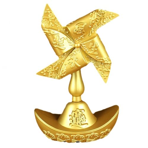 CJHDBAO Fortune Windmill Gold Ingot Feng Shui Statue