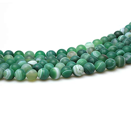 Mjdcb Natural Stone Beads Matte Green Stripe Agate Round Loose Beads For Jewelry Making Diy Bracelet Necklace (8Mm) #TOP4