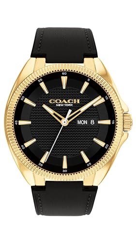 Coach Jackson Men's Watch -3H Quartz Watch with Day Date Window - Genuine Leather Strap - Water Resistant 3 ATM/30 Meter...