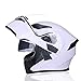 Produktbild NBGT Flip Motorrad-Sturzhelm Vollvisierhelm Doppelsonnenblende Außenreit Off-Road Helm abnehmbares Futter DOT Zertifizierung/Weiß (M57cm-Xxl64cm),L