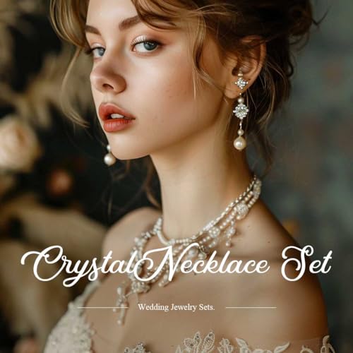 Twinklede Rhinestone Necklace And Earrings Set Crystal Tassel Necklaces For Prom Bridal Wedding Jewelry Sets thumb #5
