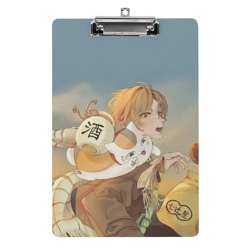 夏目友人帳 ニャンコ先生 クリップボード 用箋挟 クロス貼 A4 縦 ファイルバインダー ファイルボード クリップホルダー アクリル板 軽量 携帯便利 文房具 メタルクリップ付き A4用紙保持する 書類整理 会議パッド 学生 教師 オフィス用
