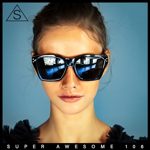 SA106 Womens Oversize Horn Rim Cat Eye Sunglasses2