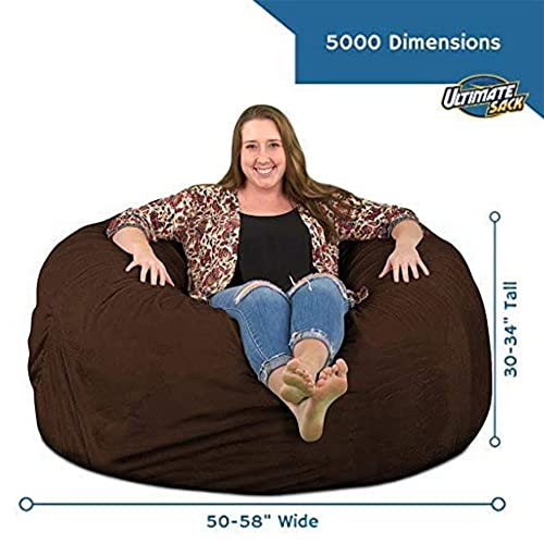 Ultimate Sack Bean Bag Chairs In Multiple Sizes And Colors: Giant Foam-Filled Furniture - Machine Washable Covers, Double Stitched Seams, Durable Inner Liner. (5000, Brown Suede) #TOP2