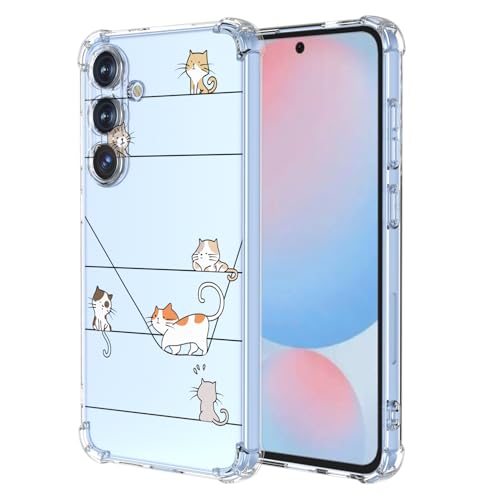 XINYEXIN Coque pour Samsung Galaxy A56 5G Mignon Dessin Animé Chat Motif Mode Dessin, Housse Étui Transparent Antichoc Ultra-Mince, TPU Bumper Case - Kitten
