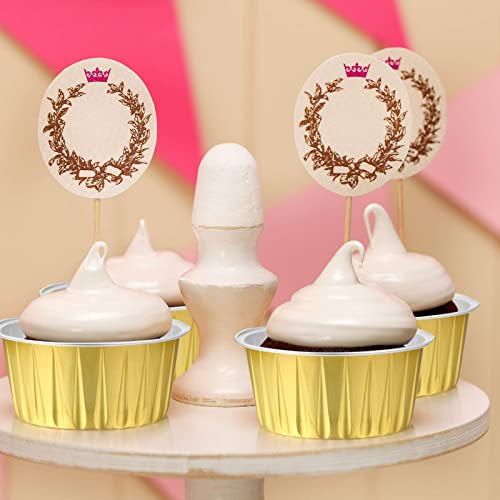 200 Pieces 125 Ml Muffin Liners Cups With Lids And Spoons Set, 100 Pieces 5 Oz Reusable Aluminum Foil Cupcake Ramekins, 100 Pieces Mini Disposable Spoons For Muffin Pie Desserts Pudding (Gold) #TOP3