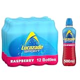 Lucozade Sport Raspberry - 12 Bottles x 500ml - Raspberry Flavour Isotonic Sports Drink - Made with Sugars & Sweeteners - Provides Electrolytes & Carbohydrates - Enhances Hydration & Fuels Performance
