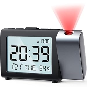 Projection Alarm Clock for Bedroom, Digital Clock with Snooze, Weekend Mode