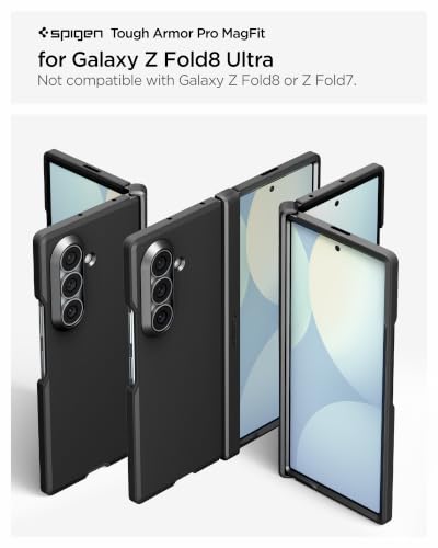 Image of Spigen Tough Armor Pro MagFit Case for Samsung Galaxy Z Fold 8 Ultra, Black | Magsafe, Hinge Protection, Slim Fit, Wireless Charging, Thermoplastic Polyurethane, Poly Carbonate, Matte