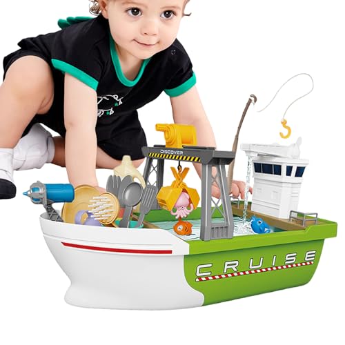 Kitchen Sink Toys | Pool Floating Fishing Toys - Fun Fishing Game Board Play Boat, Children's Role Play Sink With Running Water In Boat For Kids Boys Girls