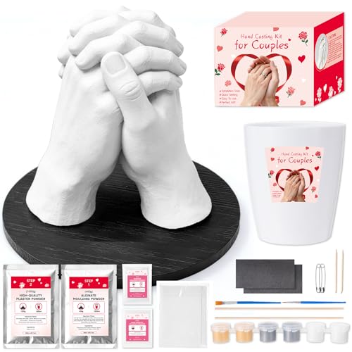 Noosuna Hand Casting Kit for Couples with Base & Paints, Practice Kit, Hand Mold Kit Couples Perfect for Anniversary, Birthday, Romantic Date Night DIY, Unique Gifts for Boyfriend and Girlfriend