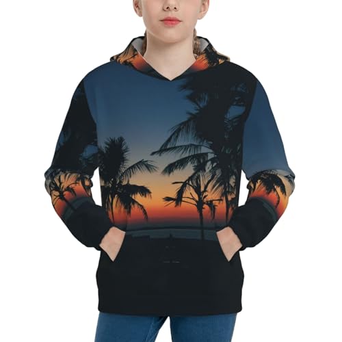 Beach Palm Trees Boy, Girls Sports Shirt Youth Pullover Fashion Hooded Sweatshirt3