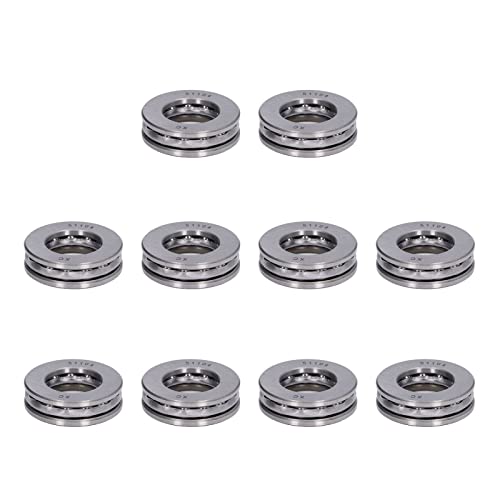 10 STÜCKE Plane Axiallager Plane Kugellager Hohe Genauigkeit Rollenlager Abnehmbarer Miniatur Axiallagersatz aus Metall (51104)