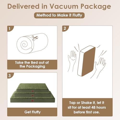 EHEYCIGA Orthopädisches Hundebett Grosse Hunde XL 112x81x9cm, Hundekissen Waschbar Flauschig, Hundematte Hundematratze für Kiste, Olive Grün