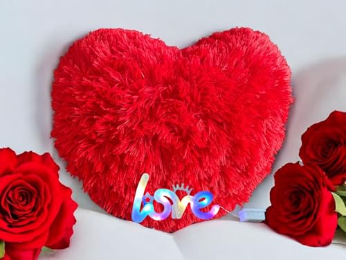Coussin coeur Saint Valentin rouge GMM 40 x 30 cm effet 3D
