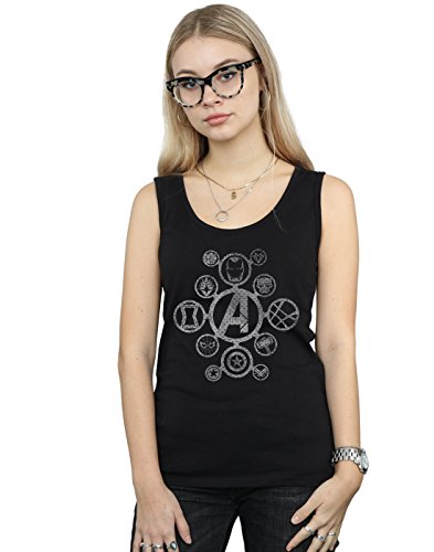 Marvel Women's Avengers Infinity War Distressed Metal Icons Vest Black Medium